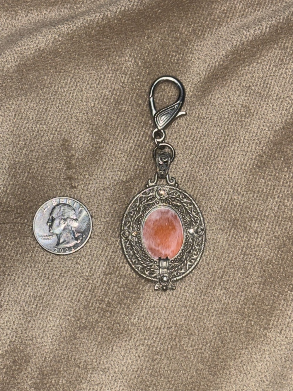Victorian Gothic Mirror Pendant Charm Antique Silver Fairycore Romantic Goth